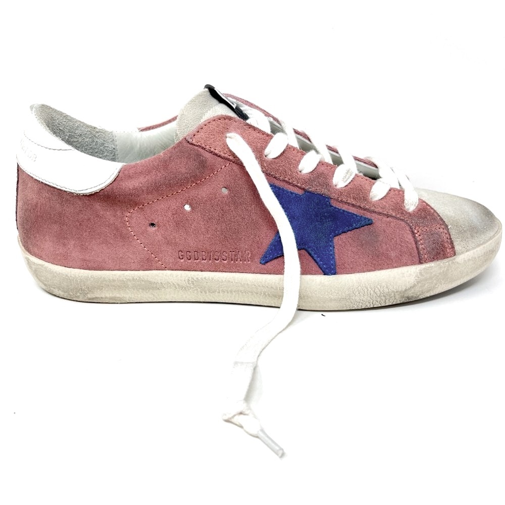 Golden Goose Superstar Sneakers Pink Suede Blue Star Size 39 US 9